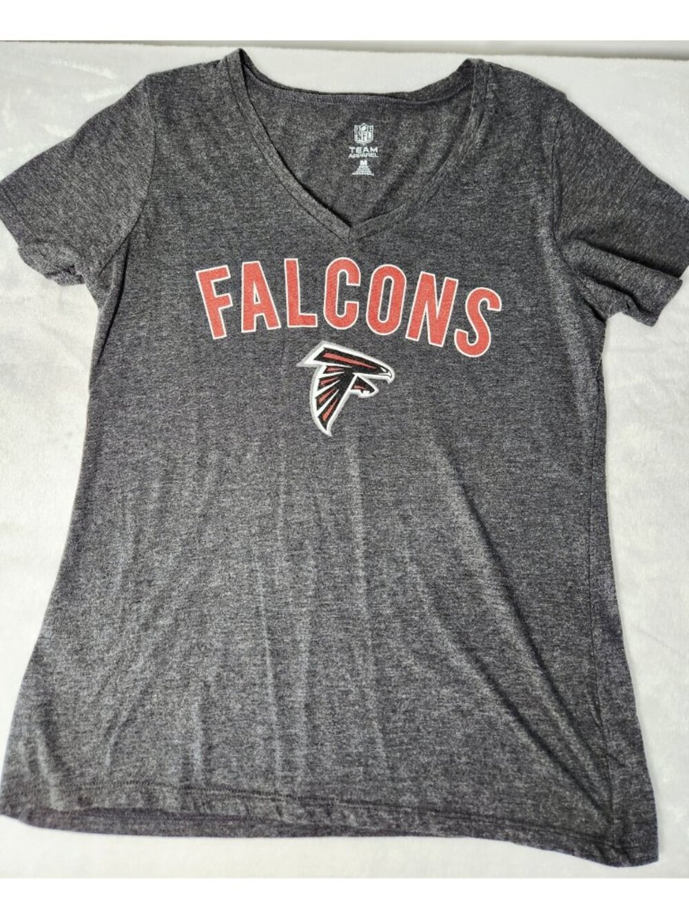 Women's Gray  Atlanta Falcons NFL Pullover Shirt Size M Super Soft Short Sleeve